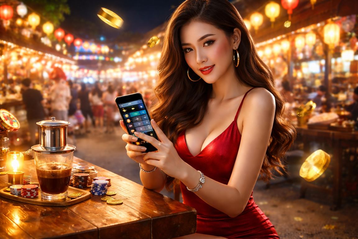 Người dùng theo dõi kèo esports tại quán cà phê Phú Quốc qua điện thoại